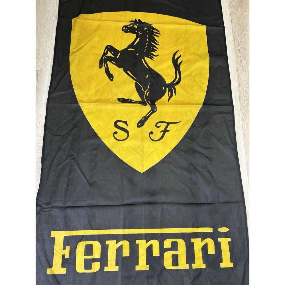Automotive Flags Ferrari Black and Yellow with Symbol 54 inch x 28inch